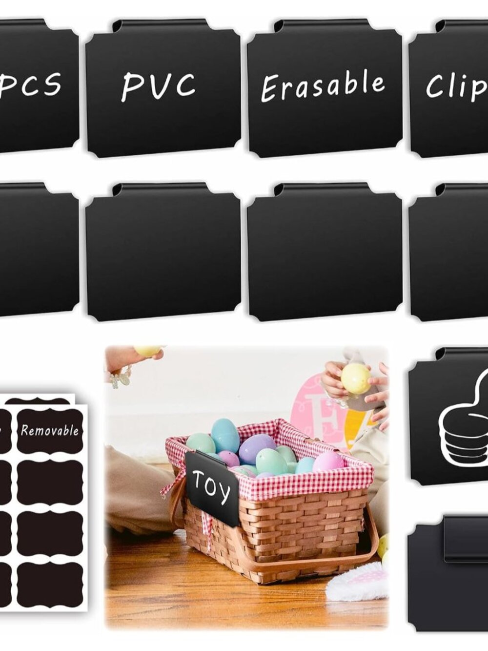 27-Piece Set of Basket Labels Clip On for Storage Bins,Erasable & Reusable